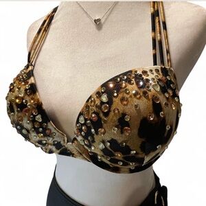 Victoria's Secret Gold and Black Embellished Bikini Top